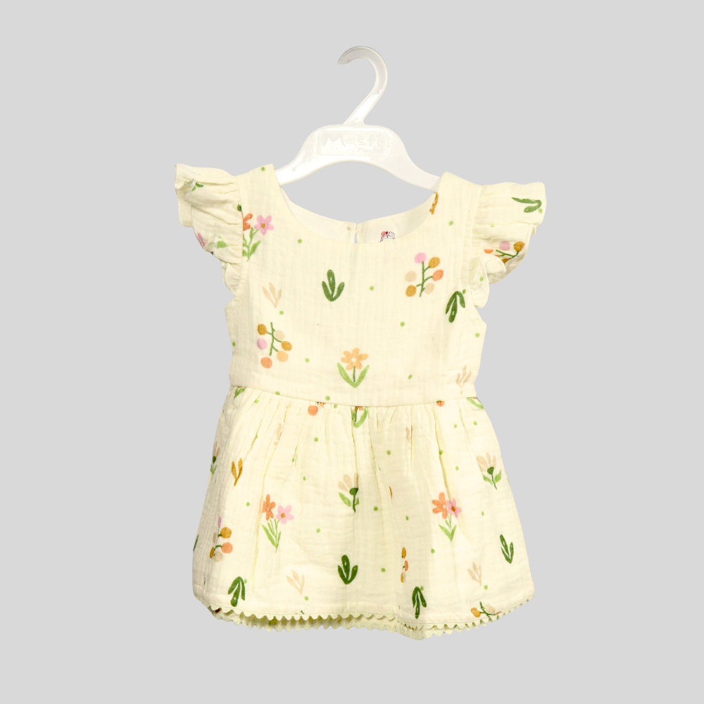 Baby Girls Floral Flutter Sleeve Dress - Alternate View