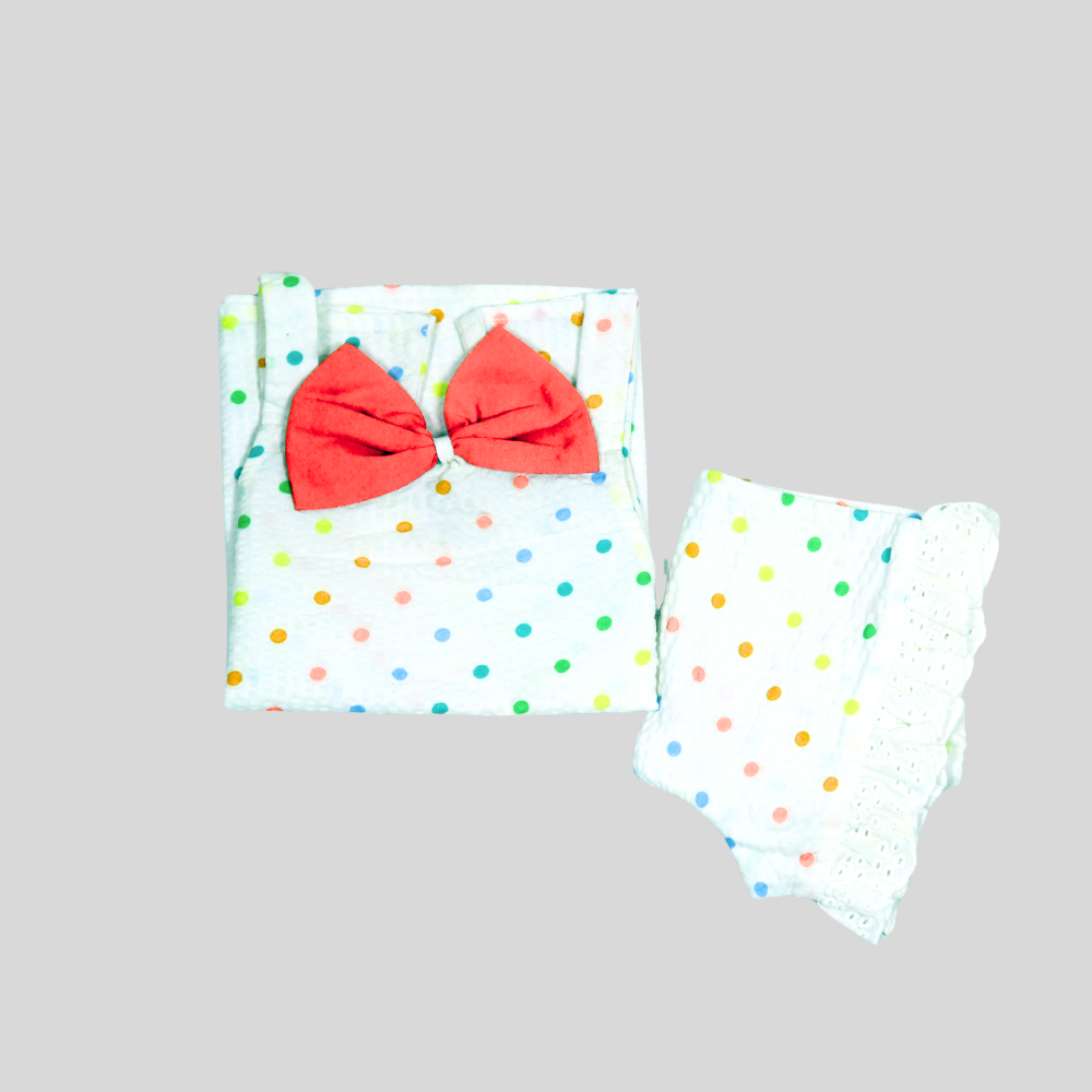 Baby Girls Rainbow Dot Bow Co-Ord Set Alternate View