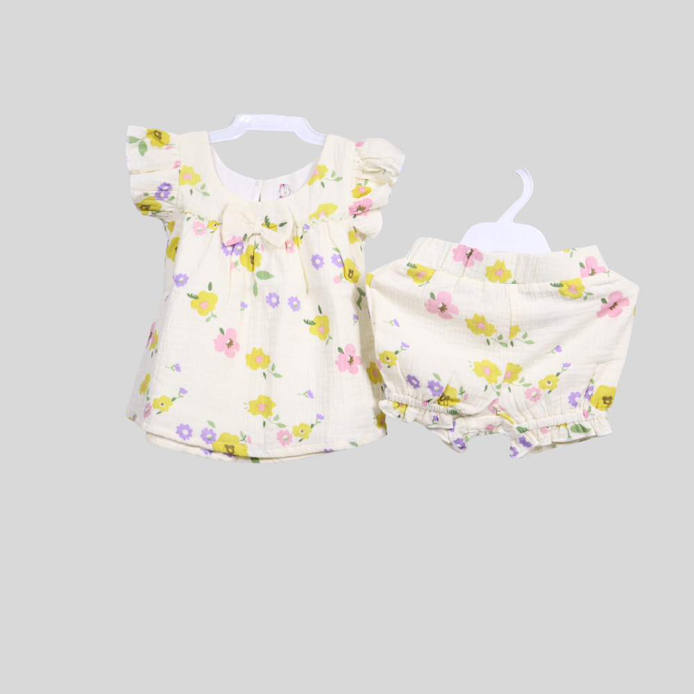 Baby Girls Floral Flutter Top & Bloomer Set - Alternate View