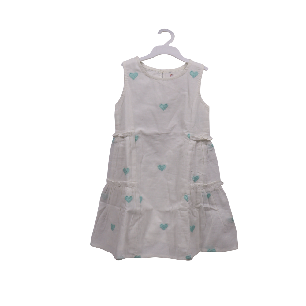 Girls Heart Embroidered Tiered Dress
