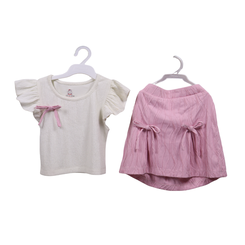 Girls Ruffle Top & Pink Skirt Set