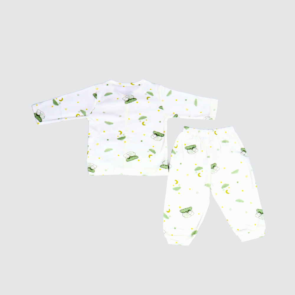 Baby Sheep & Crescent Moon Snap-Front Long-Sleeve Pajama Set