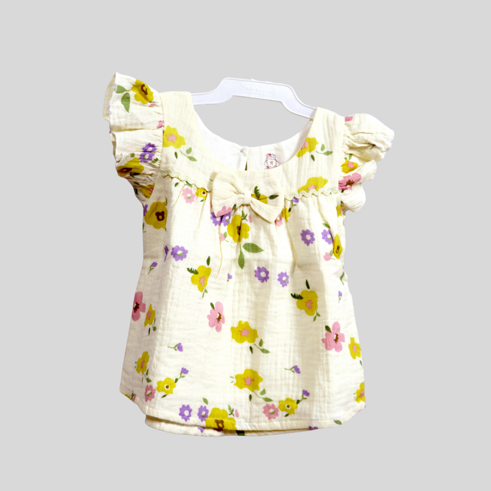 Baby Girls Floral Flutter Top & Bloomer Set